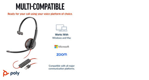 POLY Blackwire 3210 Monaural USB-C Headset +USB-C/A Adapter POLY Blackwire 3210 Monaural USB-C Headset +USB-C/A Adapter